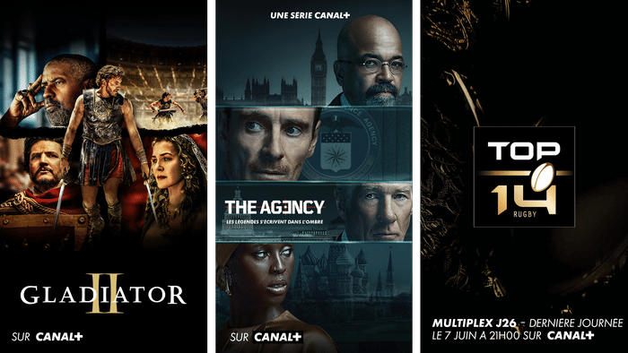 Gladiator II (le 6 juin sur CANAL+)/ The Agency (sur CANAL+)/ TOP14 : Multiplex J26 (dernière journée) (le 7 juin à 21h sur CANAL+)/ MOTOGP : Grand Prix d'Aragon (du 6 au 8 juin sur CANAL+ et CANAL+SPORT360)/ Plaine Orientale (sur CANAL+)/ 1/6 claim sport
